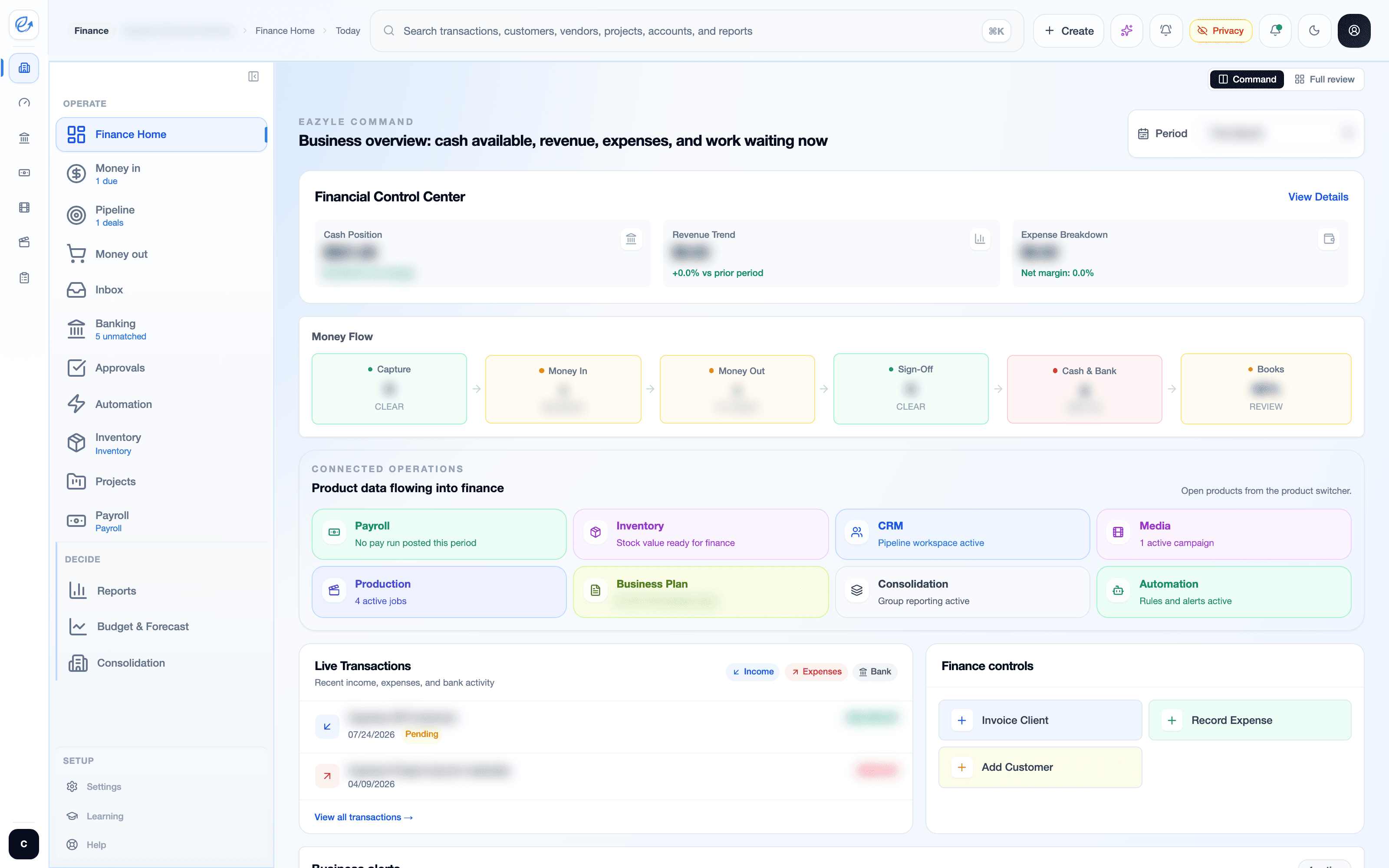 Eazyle finance dashboard